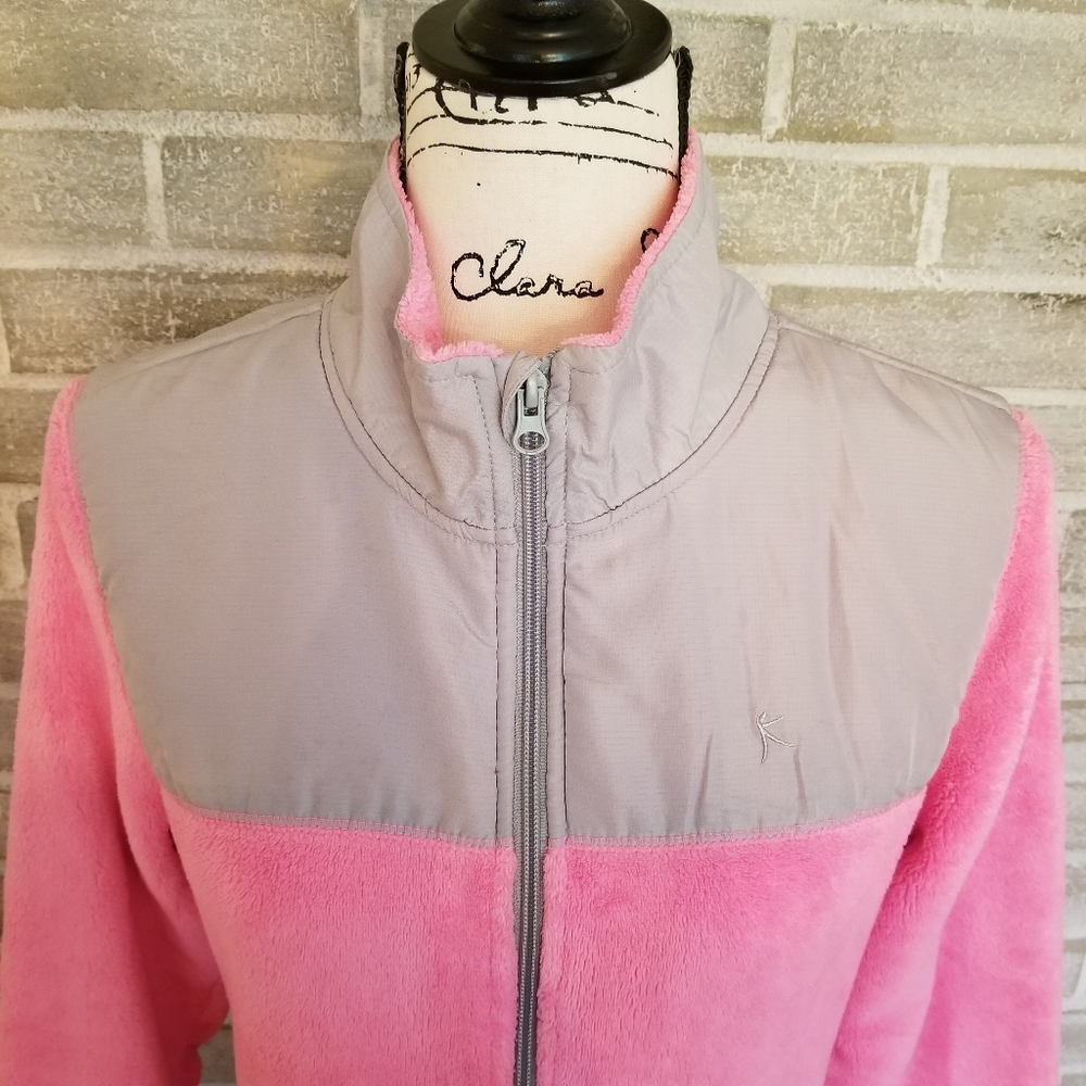 Danskin Fuzzy Sweater With Zipper, Pink and Gray, SIZE M. - Picture 3 of 16